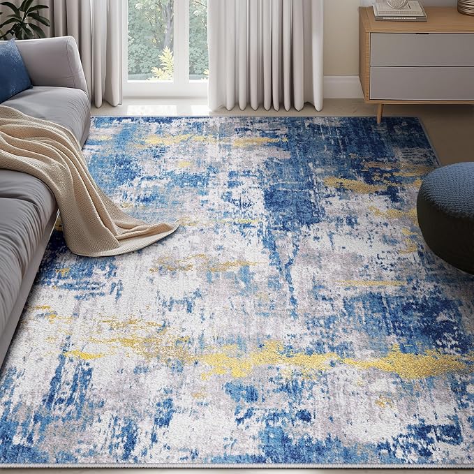 RELEANY Washable Area Rugs 5'x7' Non-Slip Modern Abstract Soft