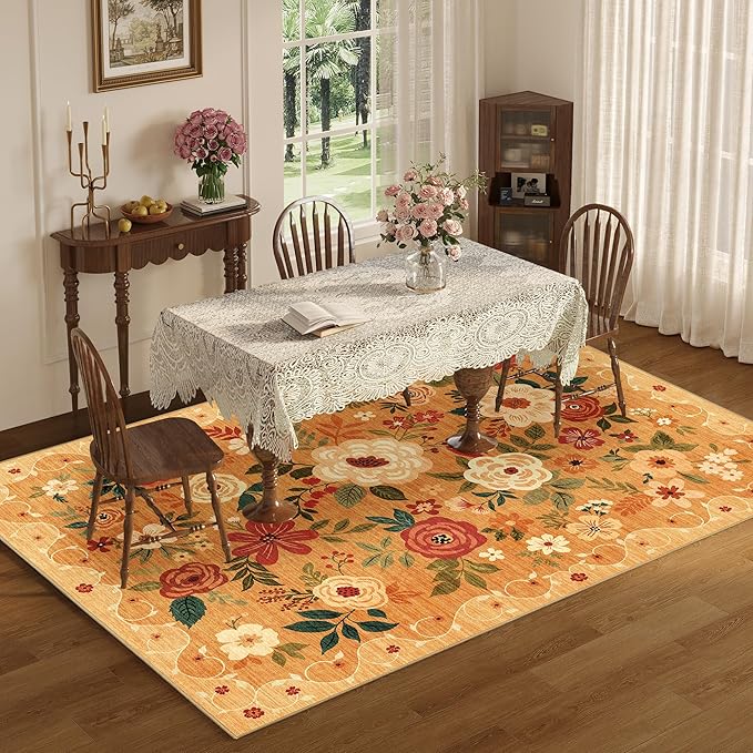 DUKINO 9x12 Area Rug, Floral Rugs