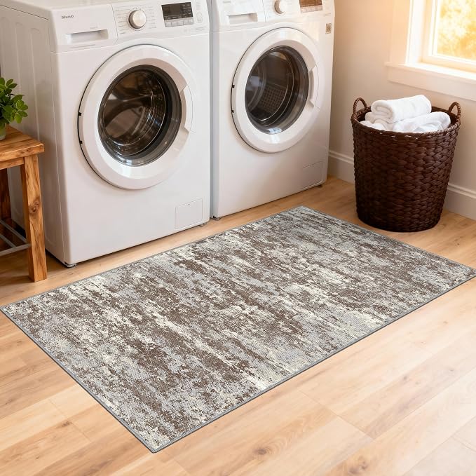 Runners for Hallways Ultra Non-Slip 2x4 Washable Kitchen Rug Abstract Tear and