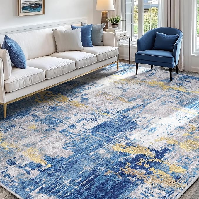 RELEANY Washable Area Rugs 5'x7' Non-Slip Modern Abstract Soft