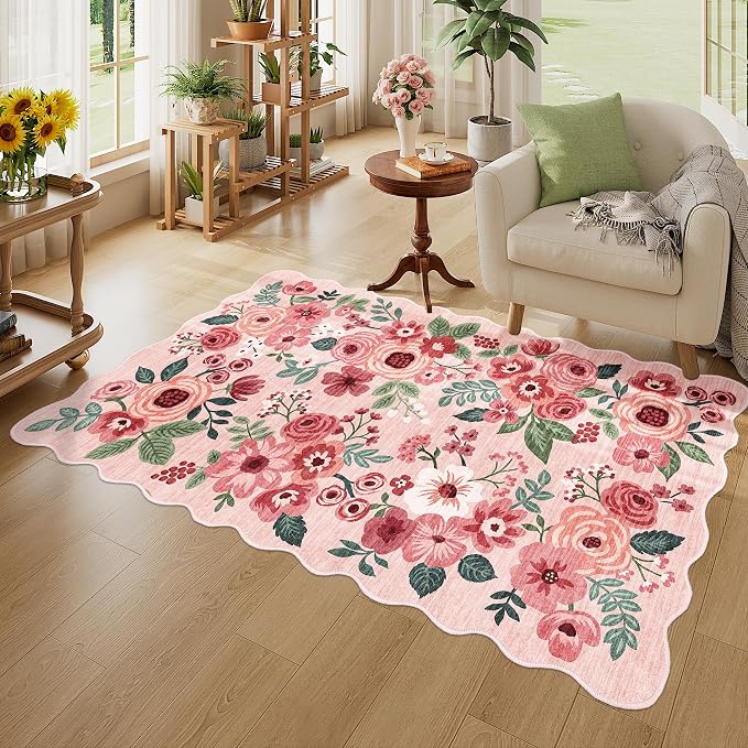 DUKINO 3x5 Area Rug, Floral Non-Slip Indoor Washable Rug