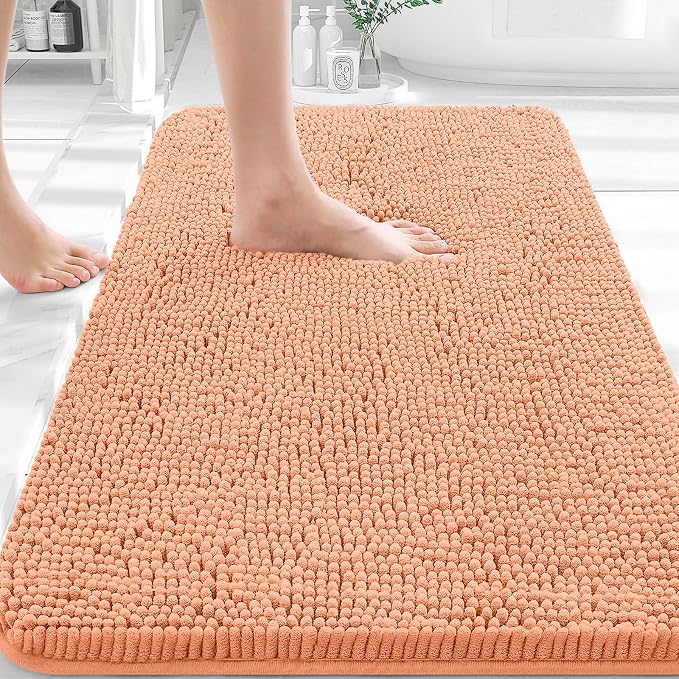 OLANLY Bathroom Rugs 30x20, Extra Soft Absorbent Chenille Bath Rugs, Rubber