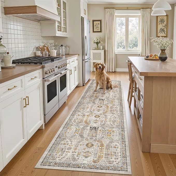 Madane Runner Rug 2x8, Washable Hallway Runner Rugs, Non-Slip Low-Pile Soft