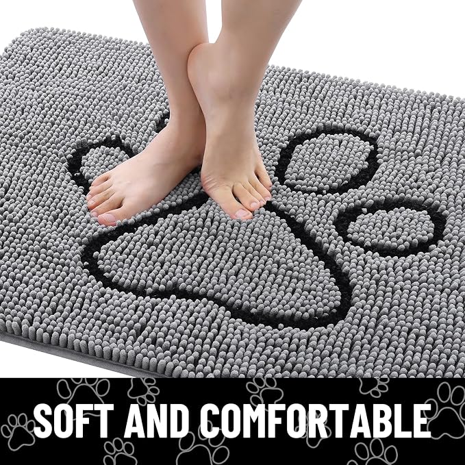 Smiry Dog Door Mat for Muddy Paws, Absorbent Dirt Trapper Non Slip Quick Dry