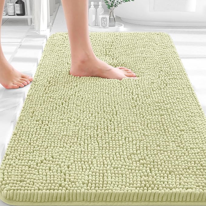 OLANLY Bathroom Rugs 35x24, Extra Soft Absorbent Chenille Bath Rugs, Rubber