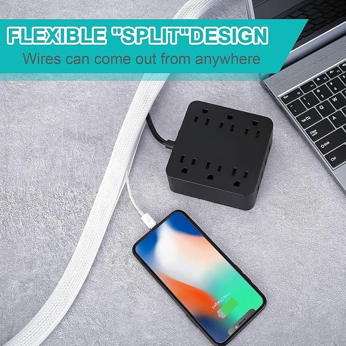 6.6ft - 4/5 inch Gold Cable Sleeve, Cable Organizer for Desk PC TV Computer, Wire Protector Cable Wrap Cover, Cord Management for Home Office