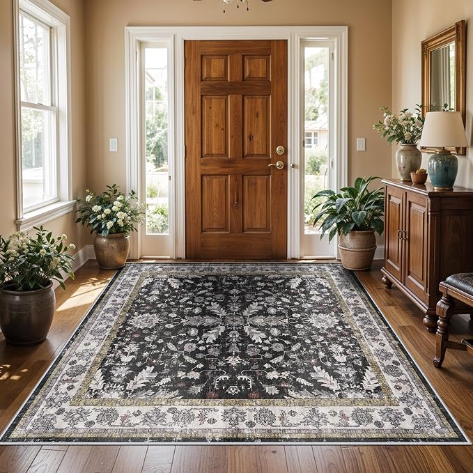 Square Rugs 5x5 Washable for Entryway: Non Slip Indoor Foot Carpet for Living