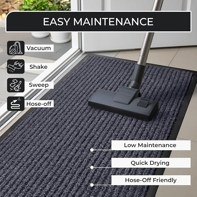 Heavy Duty Entry Mat 2' x 3', Low Profile Door Rug