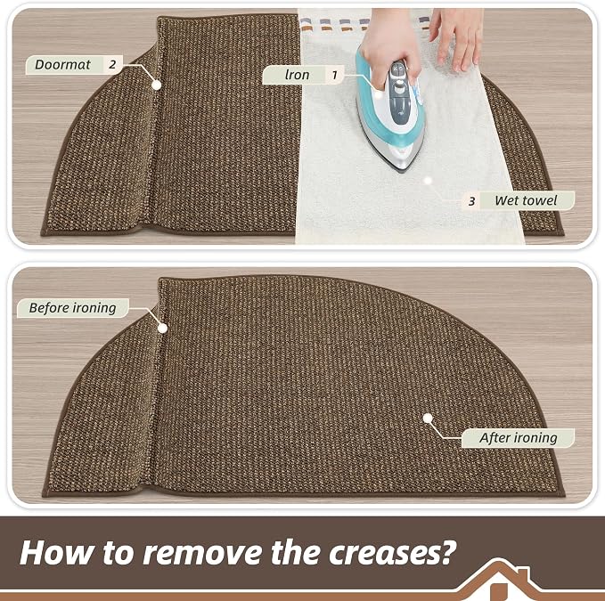 BEQHAUSE Dirt Trapper Door Mat 26" x 40" Half Circle Non-Slip Washable Doormats