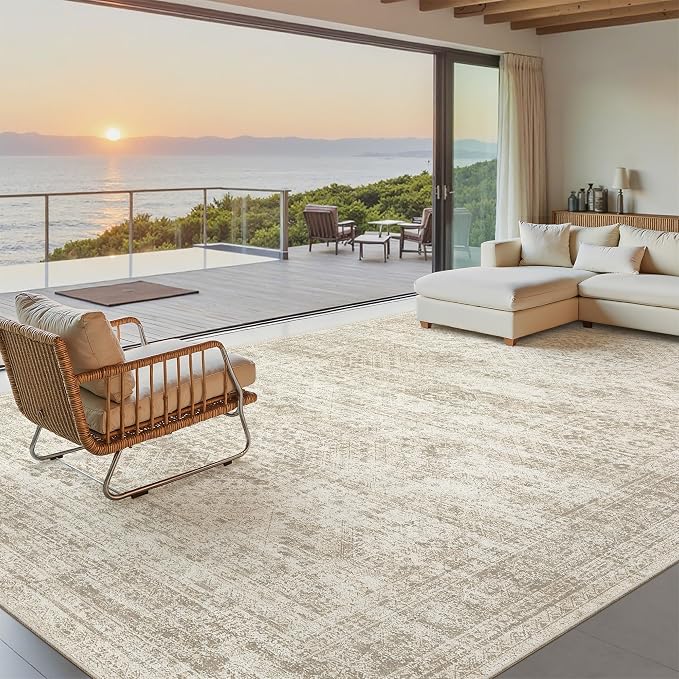 Soalmost 7x10 Area Rug for Living Room Washable Abstract Vintage Soft Thin