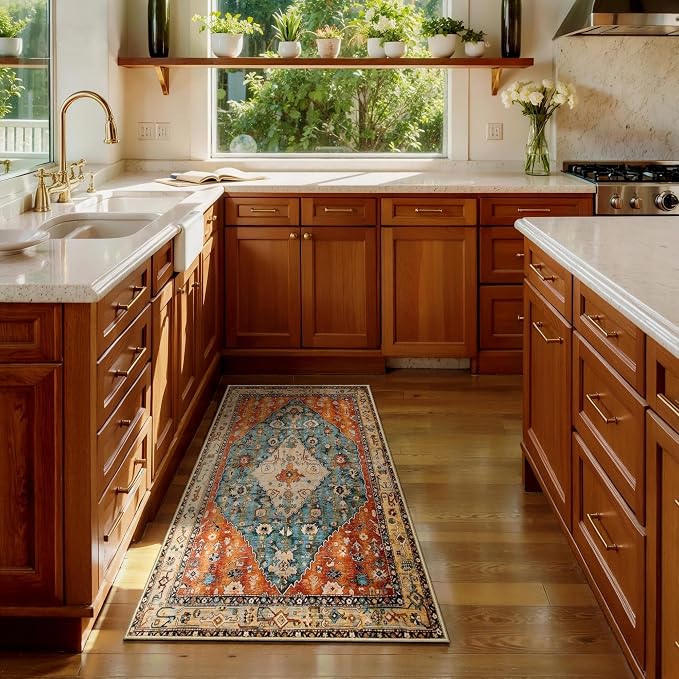 SERISSA 2x4 Boho Rugs for Entryway, Washable Non-Slip Kitchen Runner Rug