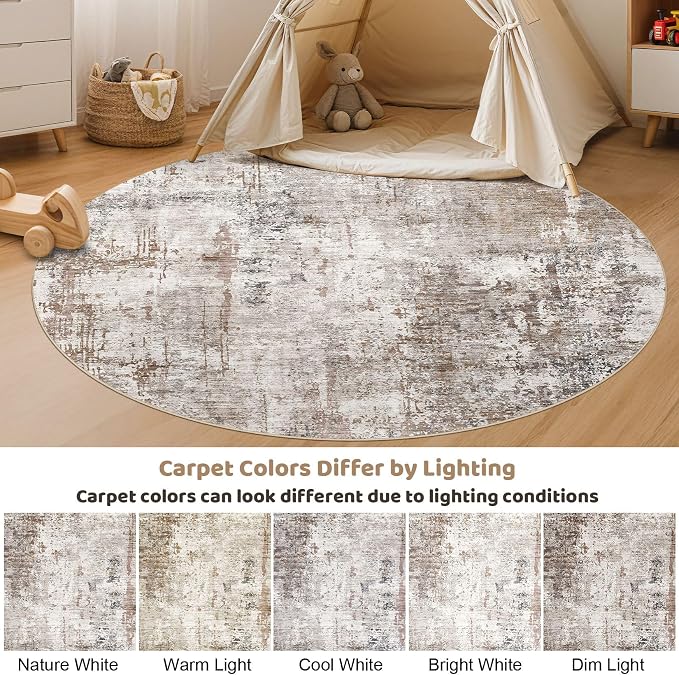 UERMEI 6ft Round Area Rug Living Room Rugs