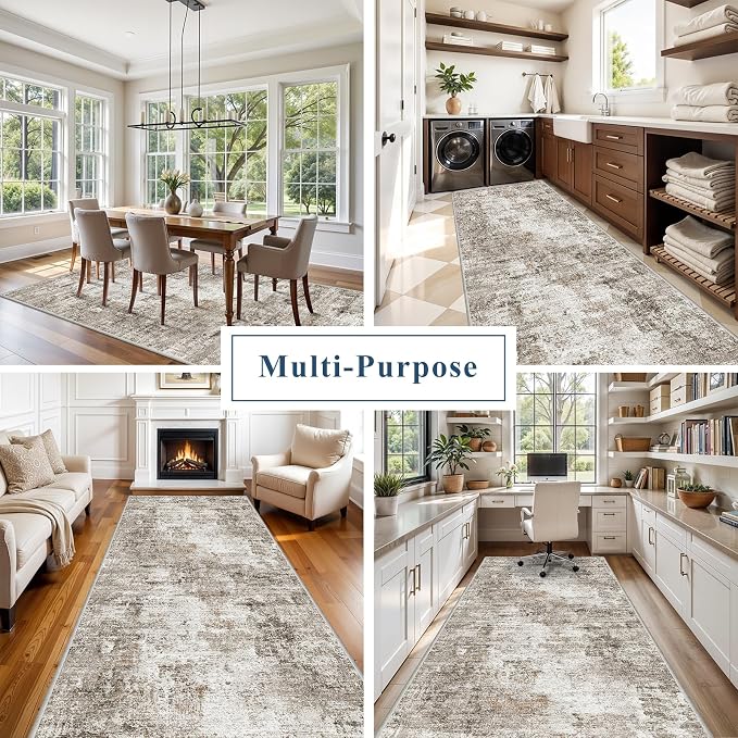 4x10 ft Extra Wide Hallway Rug – Non-Slip Washable Rubber-Backed Large Carpet