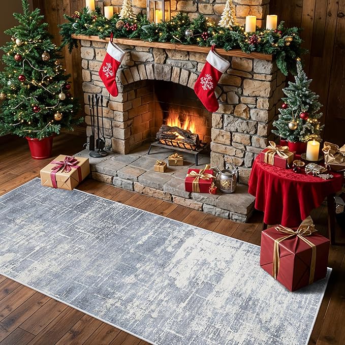 2x6 Non-Slip Entryway Area Rugs: Washable Stain Resistant Kitchen Carpet Low
