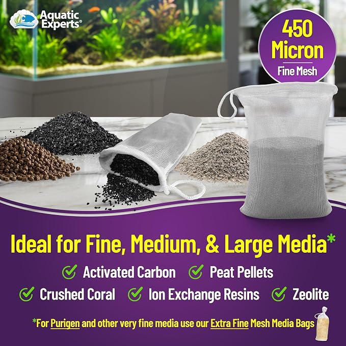 Aquatic Experts Fine Aquarium Media Bag, Durable Drawstring Bags
