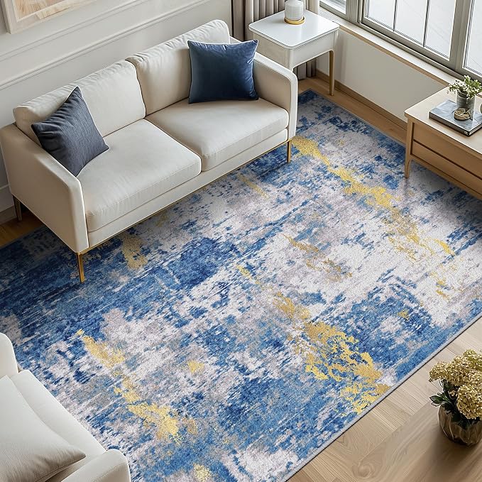 RELEANY Washable Area Rugs 8'x10' Non-Slip Modern Abstract Soft