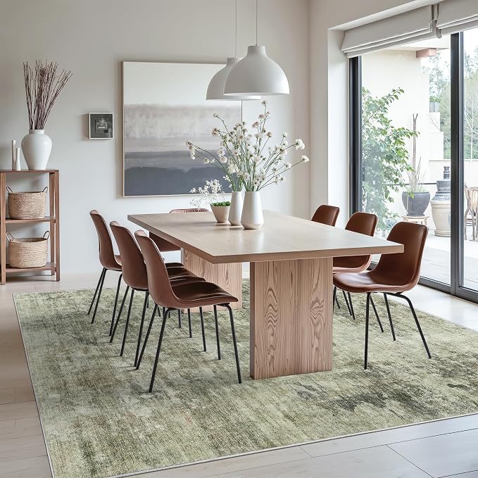 Soalmost Abstract Rug 8x10 Large Living Room Neutral Modern Washable Area Rugs
