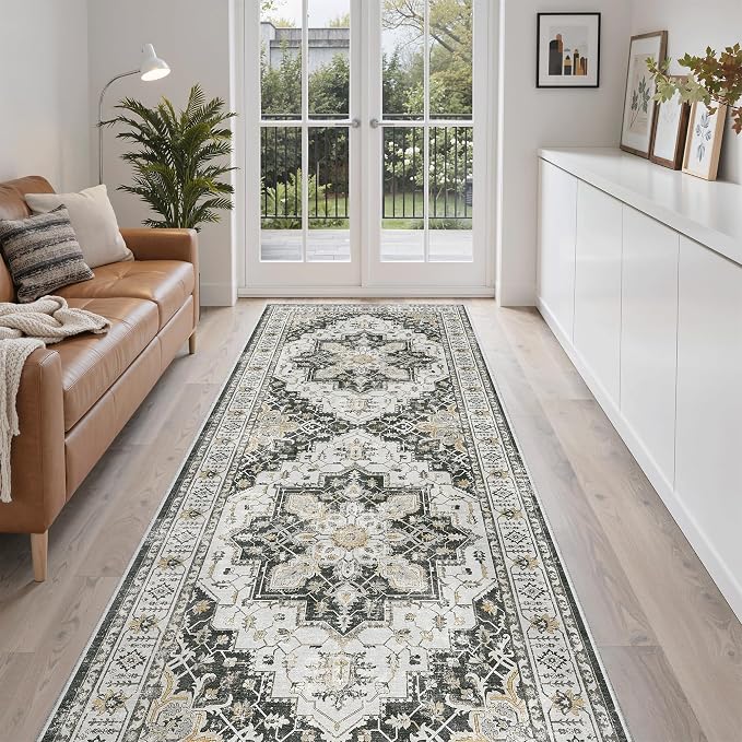 Madane Hallway Runner 3x8, Kitchen Rugs Washable Entryway Rug Vintage Kitchen