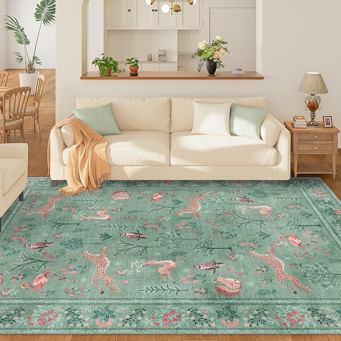 DUKINO 5x7 Rug, Washable Animal Living Room Rug
