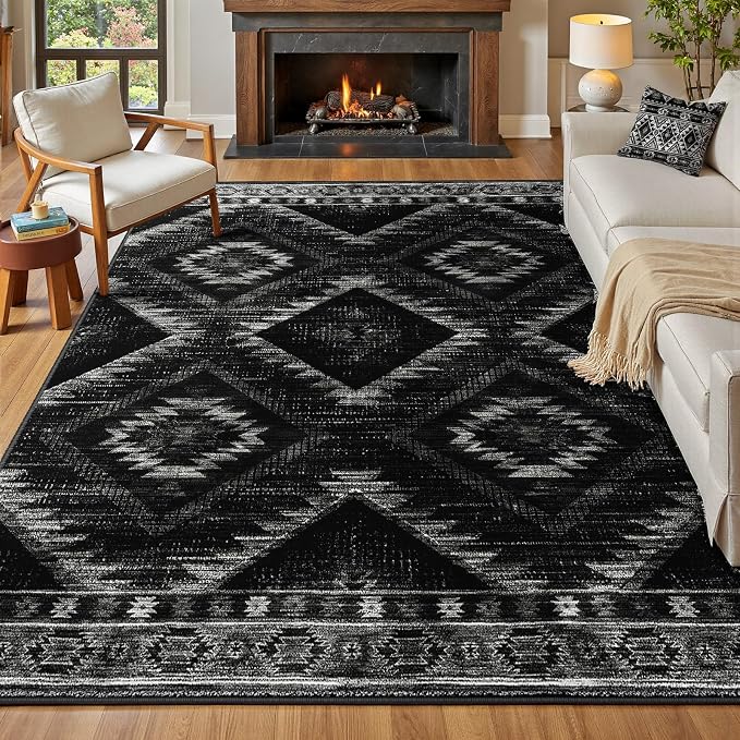 BESTSWEETIE Area Rug 7x9 Rug Machine Washable Non-Slip Low Pile Print Pattern