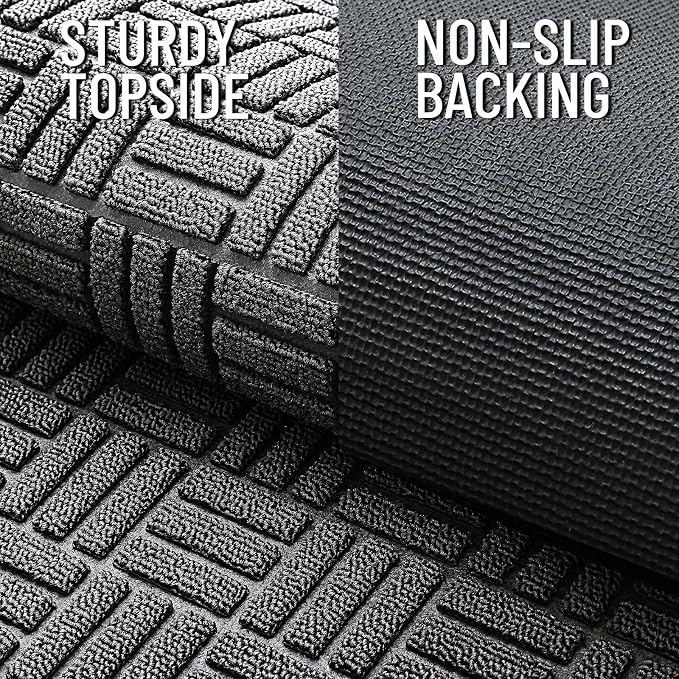 OLANLY Front Door Mat Outside Entrance 47x32, Heavy Duty Sturdy Natural Rubber