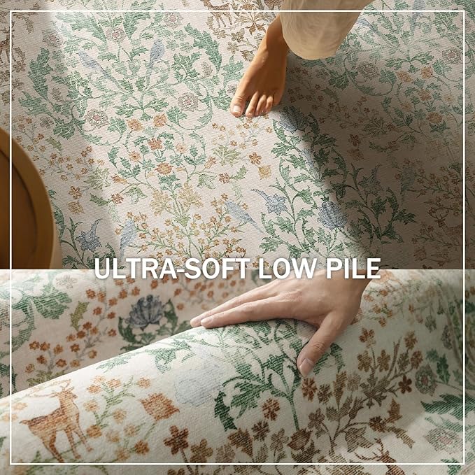 8x10 Washable Rugs for Living Room: Bedroom Area Rug Stain Resistant Non Slip