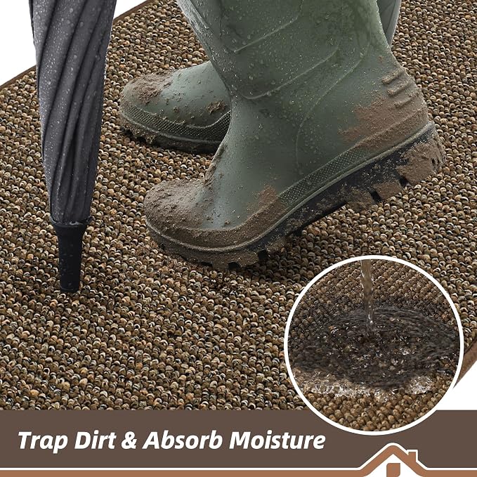BEQHAUSE Dirt Trapper Door Mat 24" x 60", Non-Slip Washable Doormats Entrance