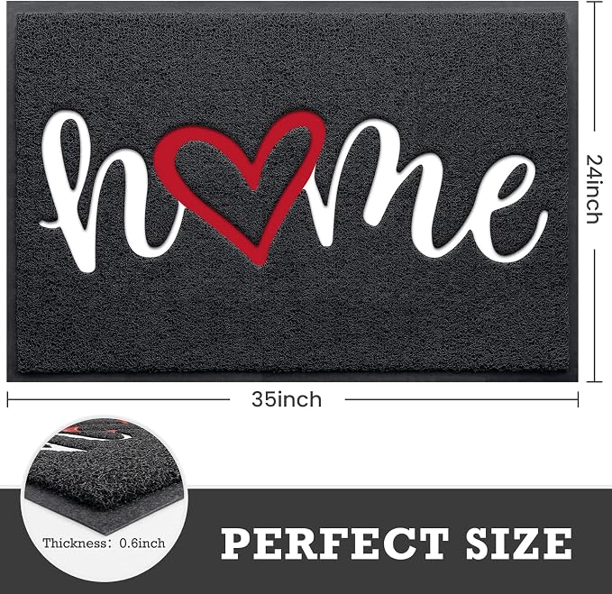 CozyBounty Black Door Mat Welcome Mats Home Non-Slip Doormat