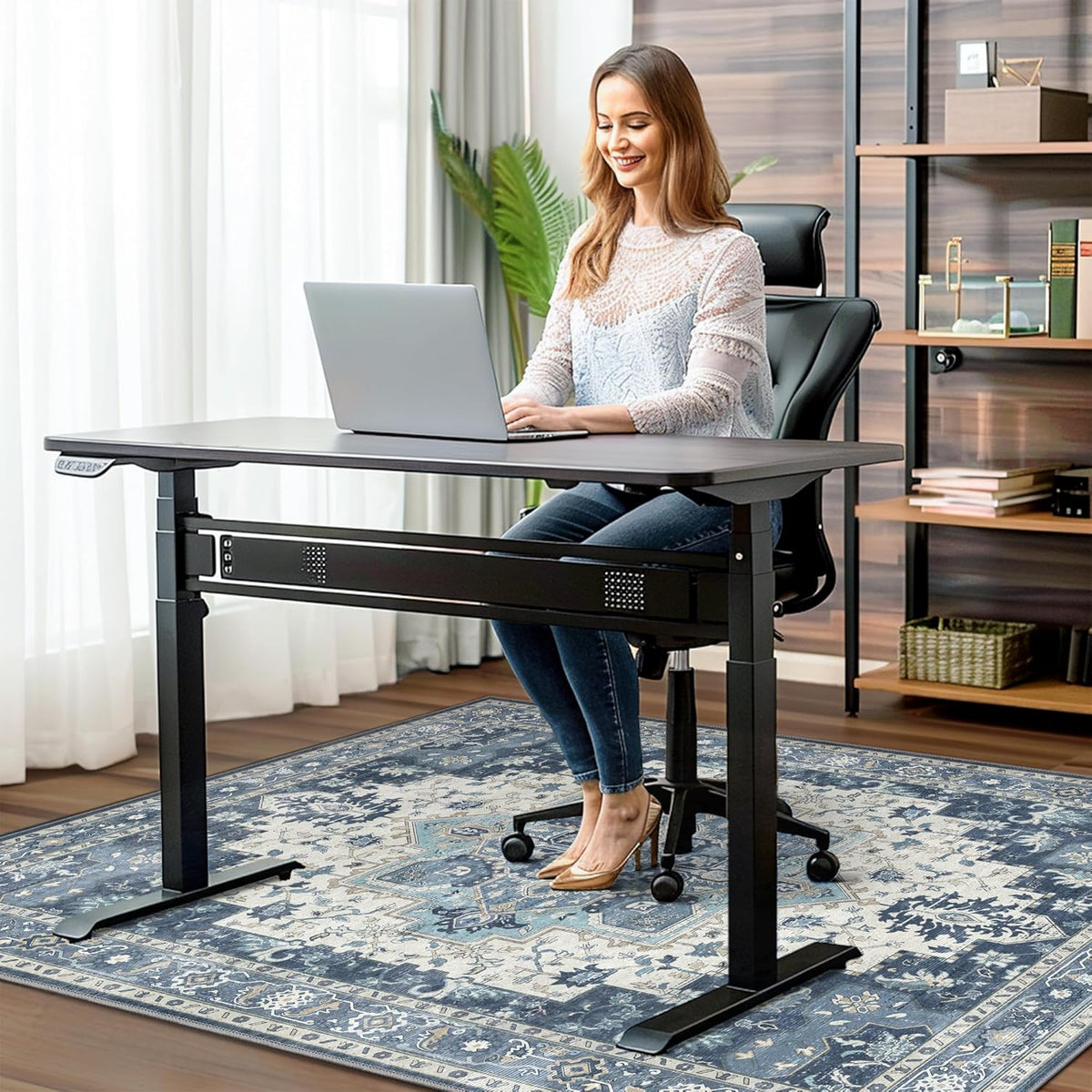 36"x48" Office Chair Mat for Hardwood Floor, Non-Slip Washable Navy