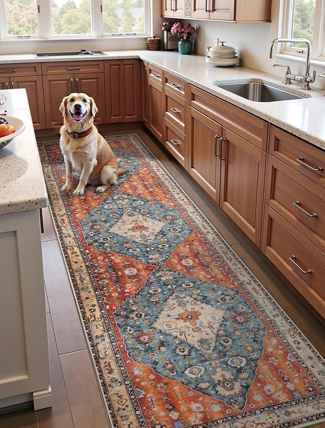 SERISSA Runner Rug for Hallways, 3x8 Washable Non Slip Kitchen Runner Rug