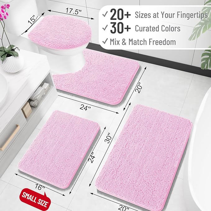 OLANLY Bathroom Rugs 35x24, Extra Soft Absorbent Chenille Bath Rugs, Rubber