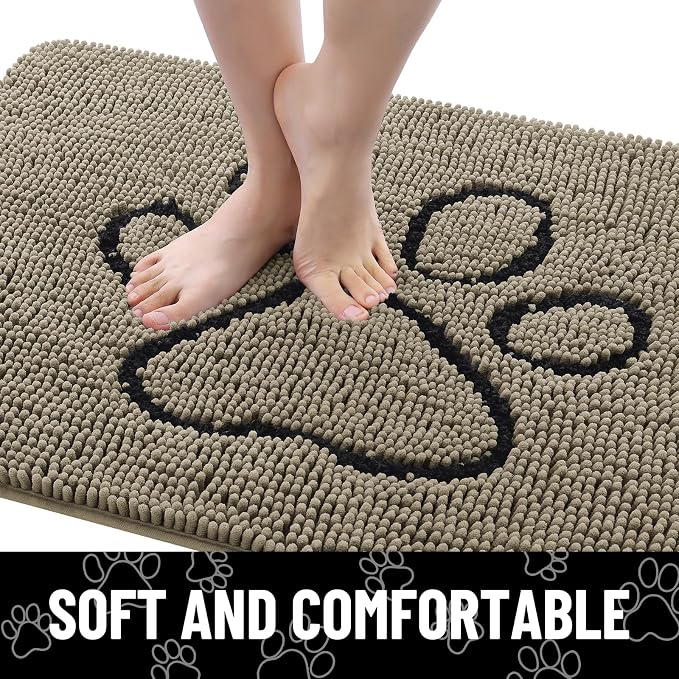 Smiry Dog Door Mat for Muddy Paws, Absorbent Dirt Trapper Non Slip Quick Dry