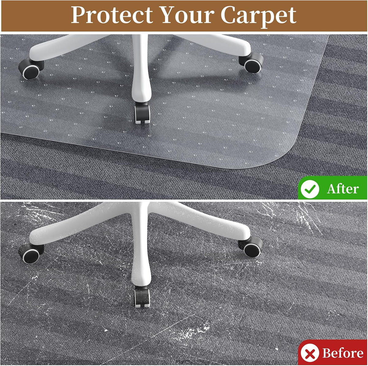 Office Chair Mat for Carpet, 53" X 45" Clear PVC Desk Chair Mat