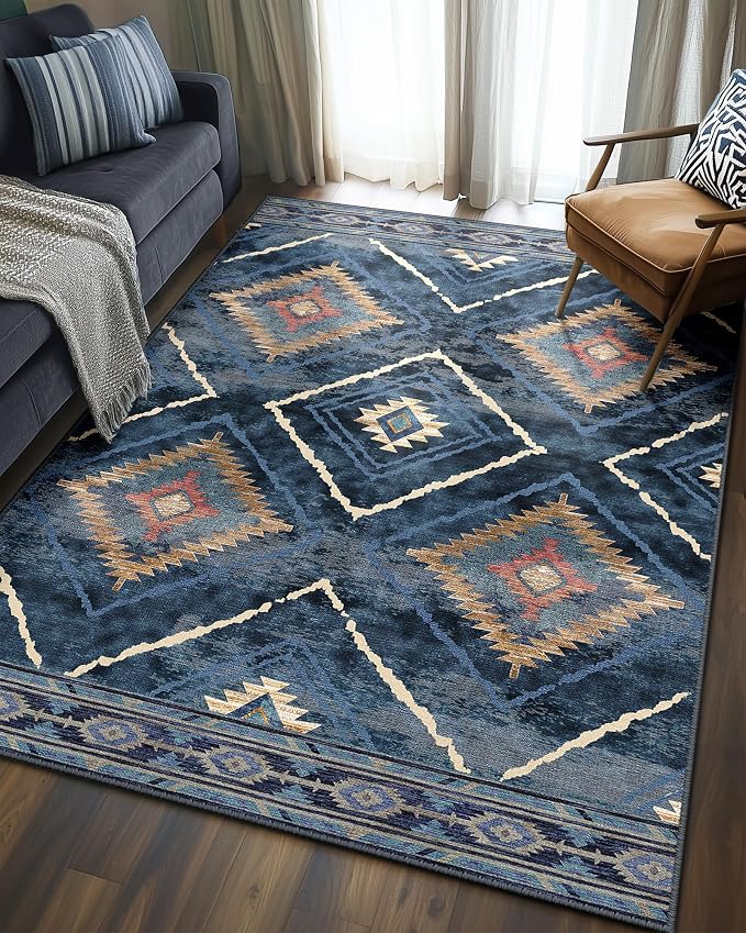 BESTSWEETIE Area Rug 4x6 Rug Machine Washable Non-Slip Low Pile Print Pattern