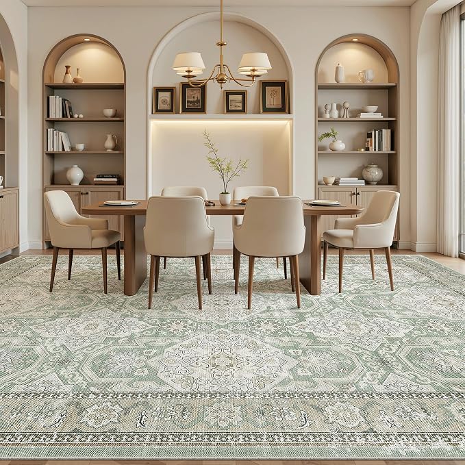 Soalmost 10x14 Area Rugs for Living Room, Non Slip Machine Washable Vintage Rugs