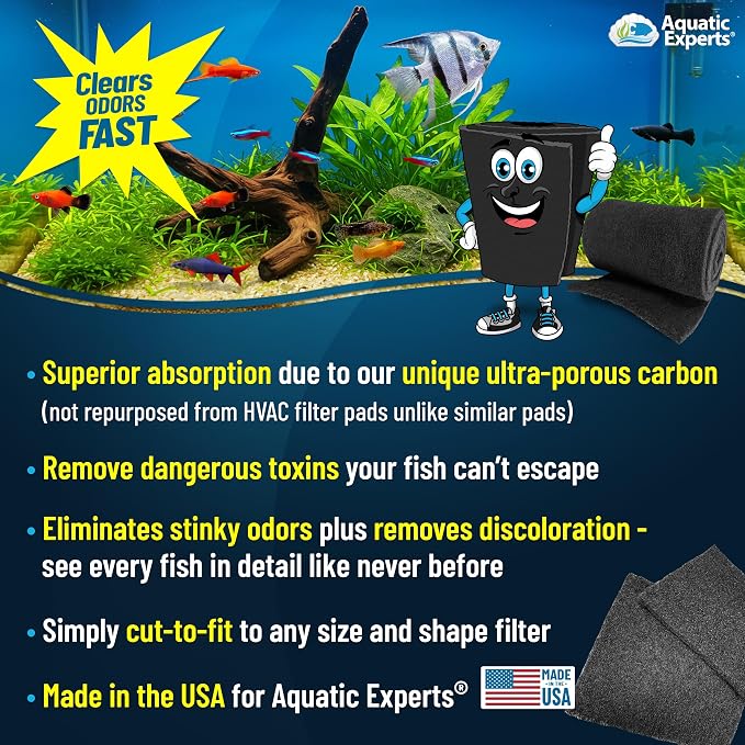 Aquarium Carbon Pad – Cut‑to‑Fit Carbon Infused Filter Pad Media