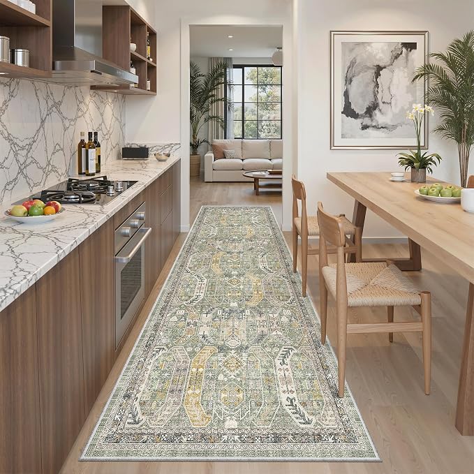 Madane Runner Rug 2'6''x8' Kitchen Runner, Hallway Runner Printed Vintage