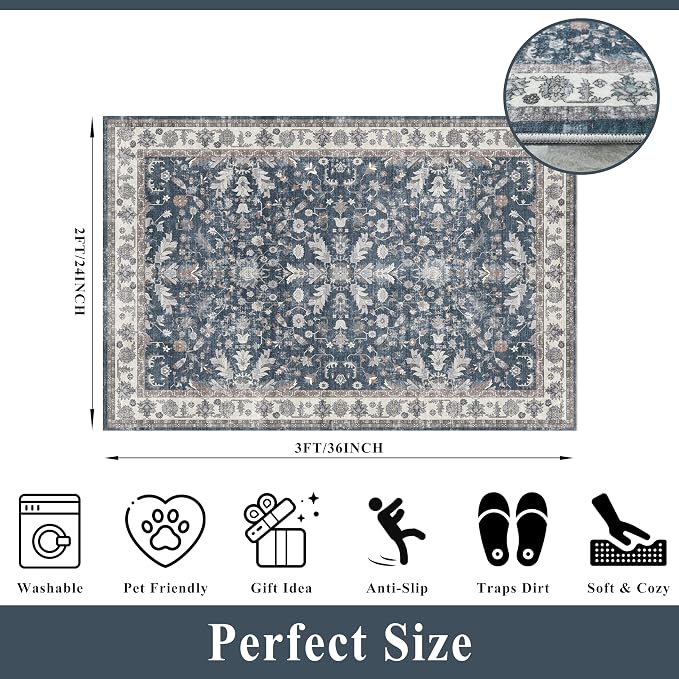 2x3 Non-Slip Washable Kitchen Rug