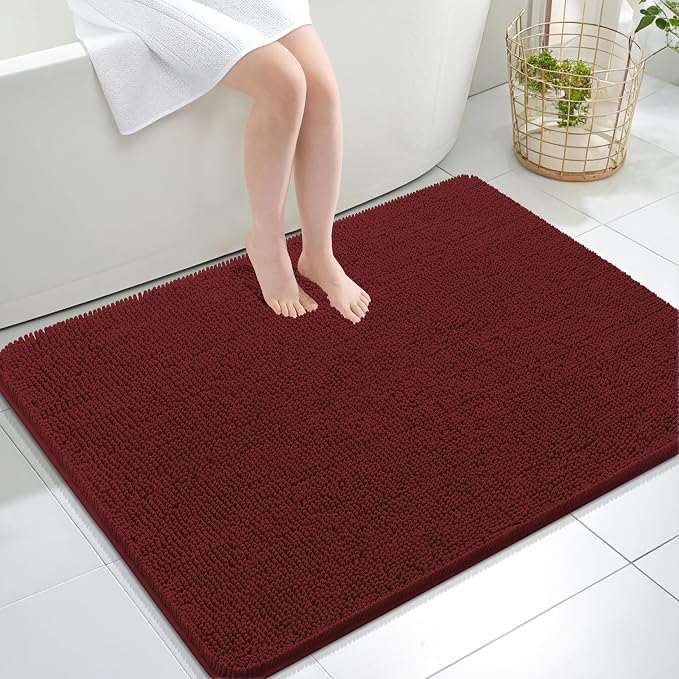 OLANLY Large Bathroom Rugs 40x32, Soft Absorbent Chenille Bath Rugs, Rubber