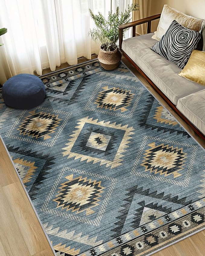 BESTSWEETIE Area Rug 5x7 Rug Machine Washable Rug Non-Slip Low Pile Print