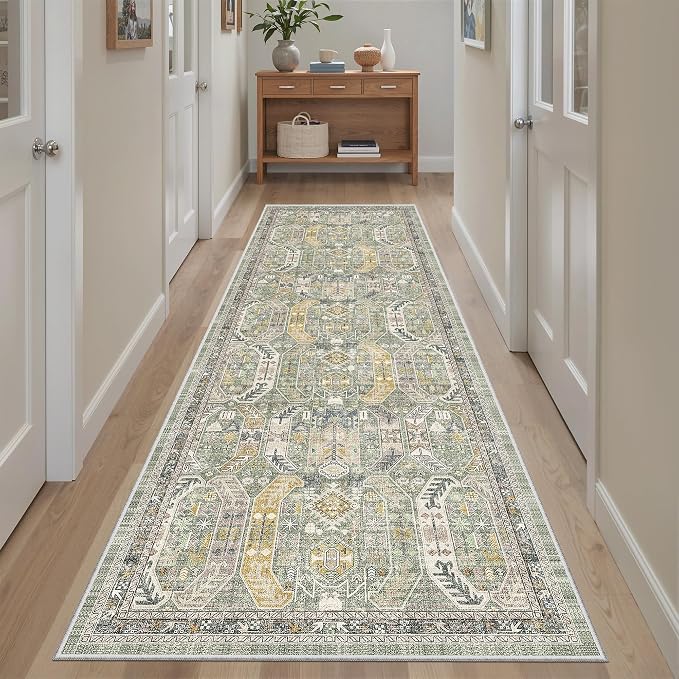 Madane Runner Rug 2'6''x8' Kitchen Runner, Hallway Runner Printed Vintage
