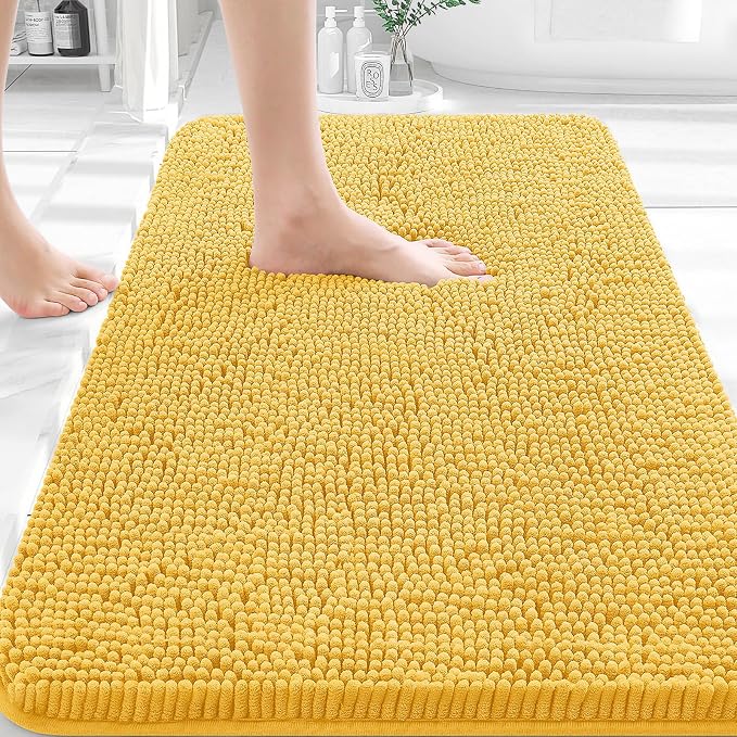OLANLY Bathroom Rugs 35x24, Extra Soft Absorbent Chenille Bath Rugs, Rubber