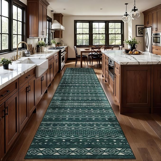 SERISSA Hallway Runner Rug, Soft Low-Pile Geometric Indoor Long Carpet