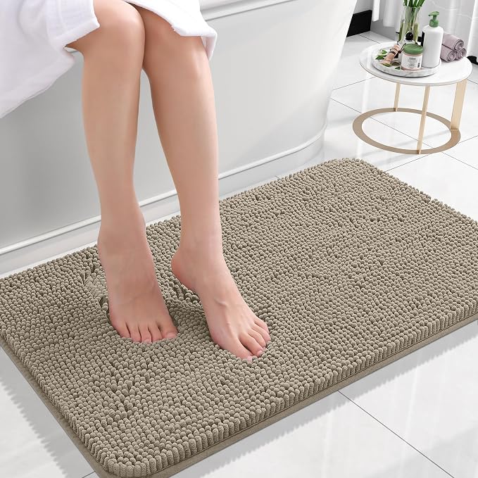 OLANLY Small Bathroom Rugs 24x16, Extra Soft Absorbent Chenille Bath Rugs
