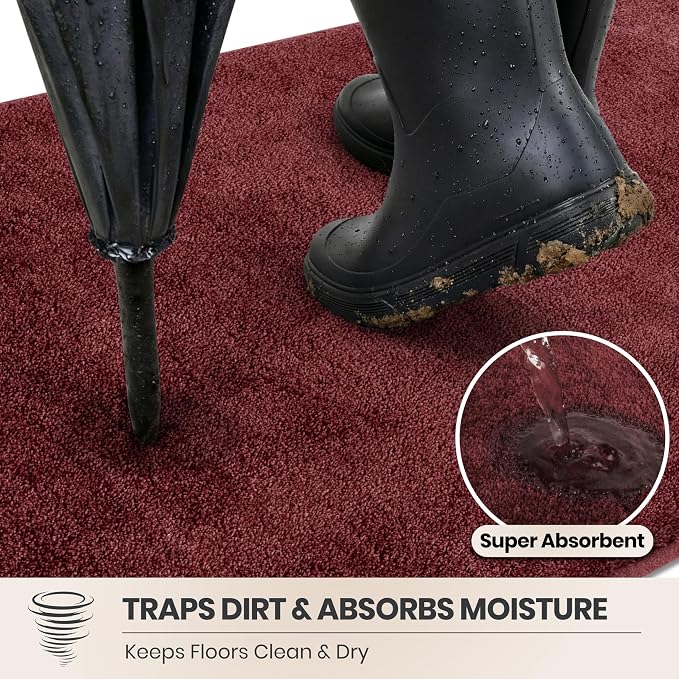 PURRUGS Dirt Trapping Door Mat 24" x 35.5", Non-Slip Machine Washable Entryway