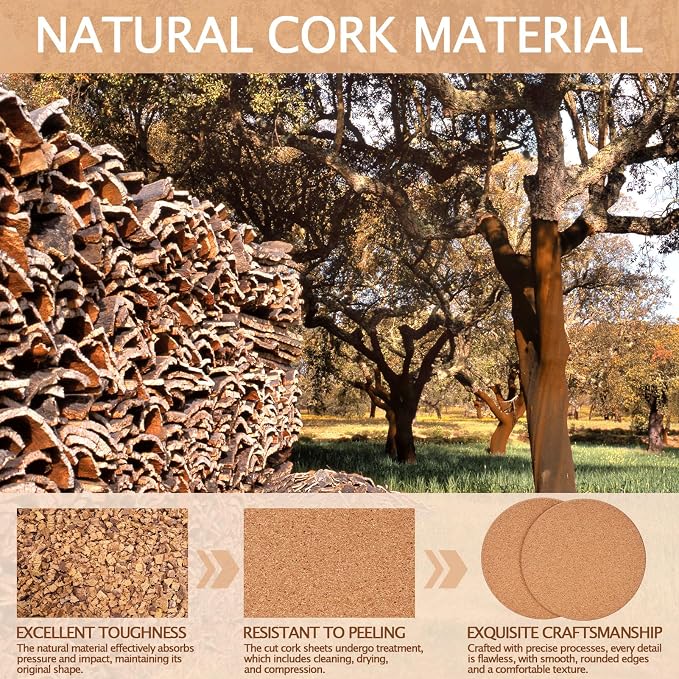 160 PCS Cork Coasters for Laser Engraving, Thick Absorbent Blank Coasters | 4
