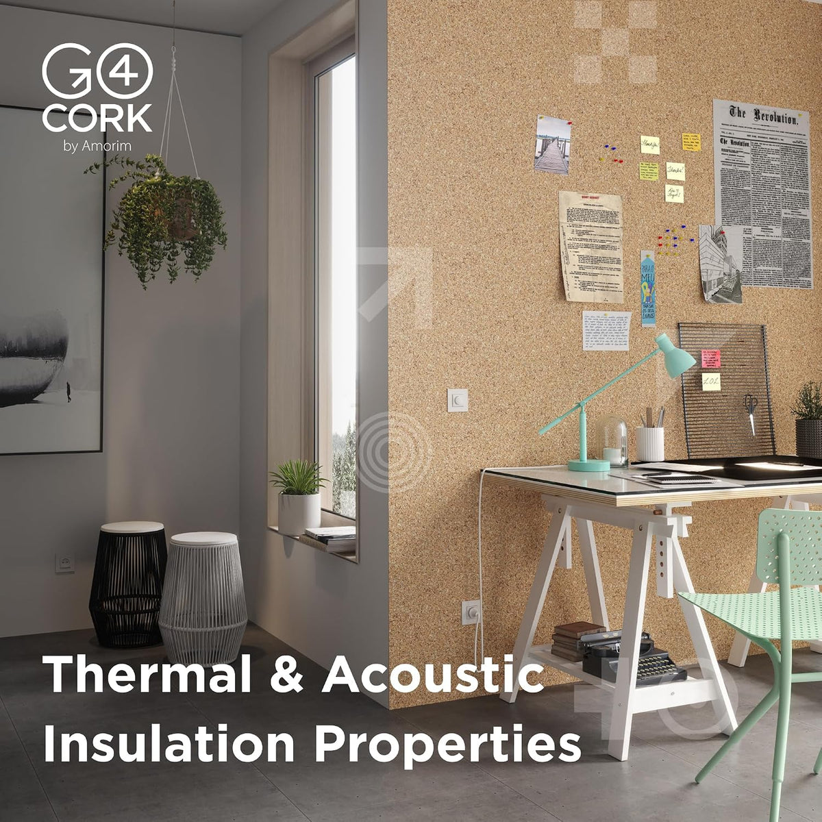 Go4Cork Square Double Sided Cork Tile Panels, 4 Pack, 8.5 x 8.5 x 5/32"
