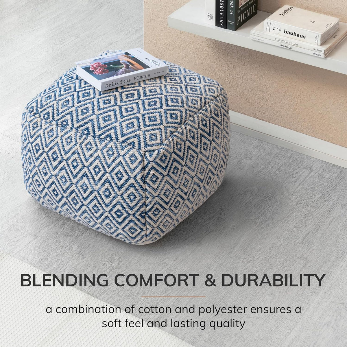 Anji Mountain 16" H x 22" W Handmade Pouf Ottoman for Living Room & Couch