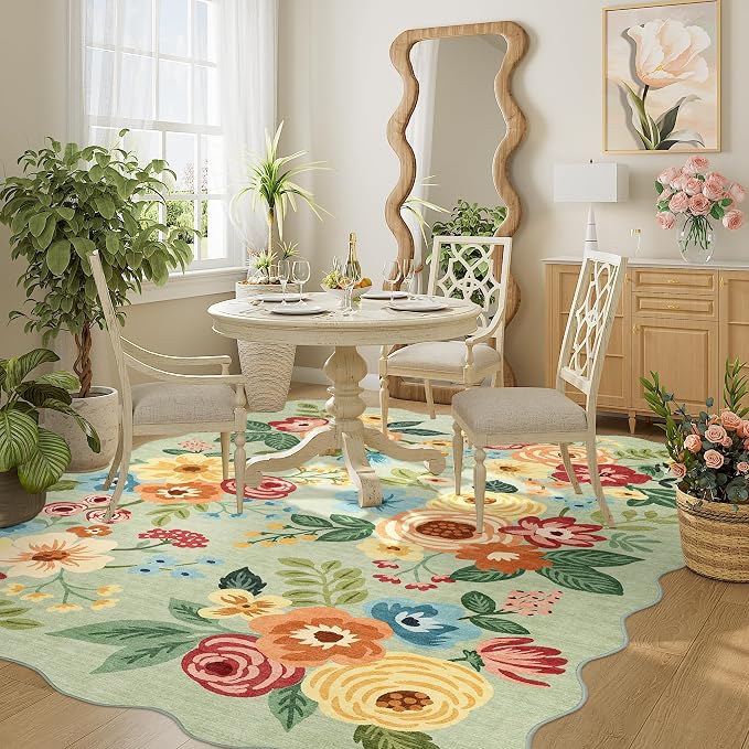 DUKINO 4x6 Area Rug, Floral Non-Slip Indoor Washable Rug