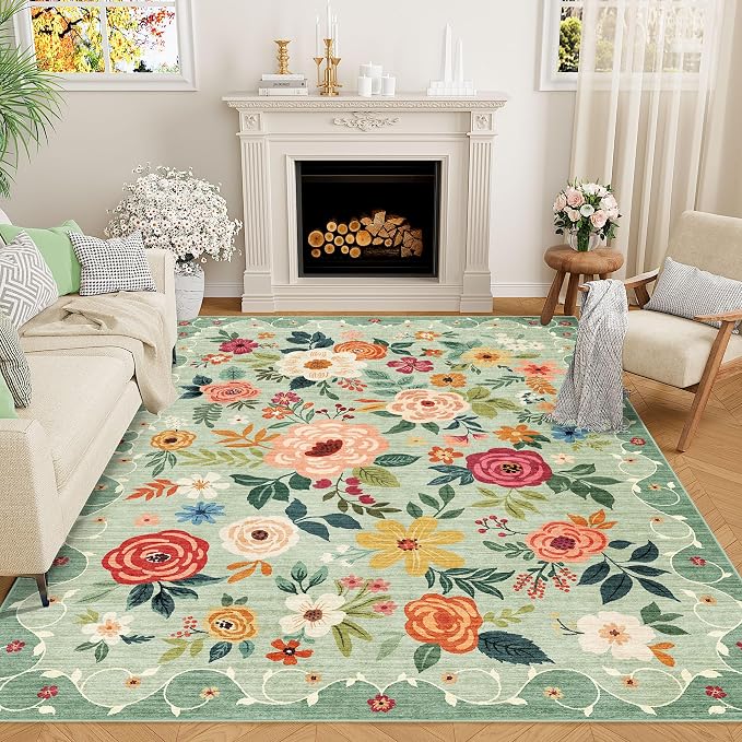 DUKINO 5x7 Area Rug, Floral Rugs